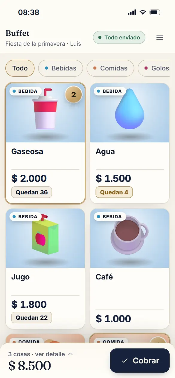 Y en un celular, con la venta abajo lista para cobrar.
